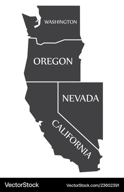 Washington - oregon - nevada - california map Vector Image