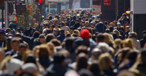 Crowd of people walking street in New York City slow motion Stock ...