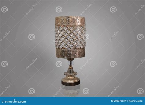 Golden Side Table Lamp Isolated Stock Image - Image of carving, furniture: 200070537