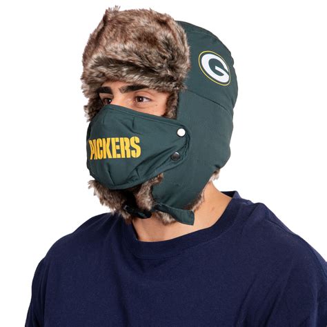 Green Bay Packers NFL Big Logo Trapper Hat With Face Cover