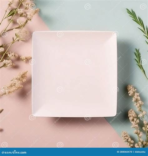 White Plate Mockup on Light Background Top View Stock Illustration ...