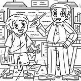 Back To School Student And Teacher Coloring Page 21516534 Vector Art At  sketch template