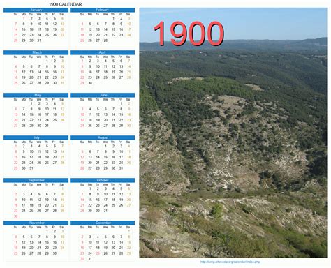 1900 Calendar