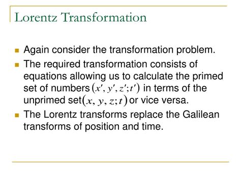 PPT - Lorentz Transformation PowerPoint Presentation, free download ...