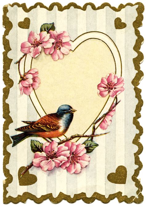 Sweetly Scrapped: Vintage Frame with Small Bird and Pink Flowers