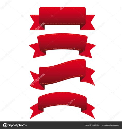 Red Ribbon Set Vector Isolated Stock Vector by ©Grounder 208201696