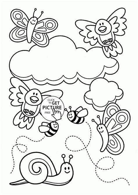 Baby Animal and Spring coloring page for kids, seasons coloring pages printables free ...