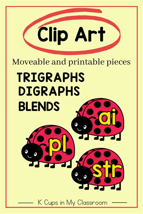 LADYBUG Phonics Clipart Blends - Digraphs - Trigraphs Clipart Tiles
