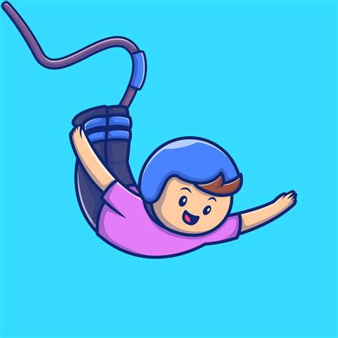 Cute People Play Bungee Jumping Cartoon Vector Icon Illustration ...