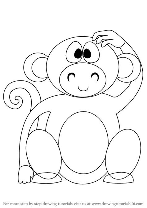 How to Draw a Cute Monkey Cartoon (Zoo Animals) Step by Step ...