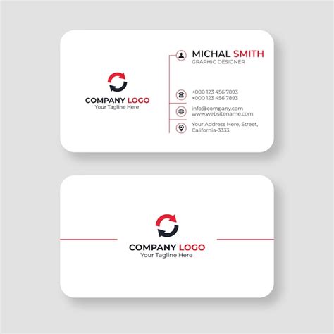 Premium Vector | Red and white minimalist business card design template