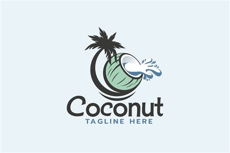 coconut logo with coconut tree and spilled coconut water. 10368029 ...