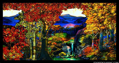 "Tiffany Fall Landscape" Stained Glass Window | Stained glass, Autumn landscape, Glass artwork