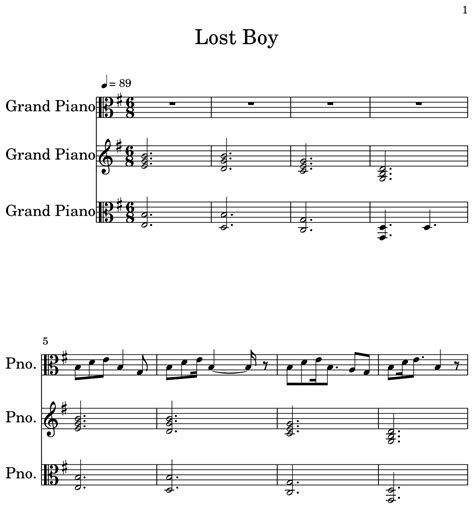 Lost Boy - Sheet music for Piano