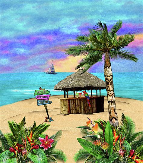 Tropical Island Tiki Hut Digital Art by Messina Graphix - Pixels