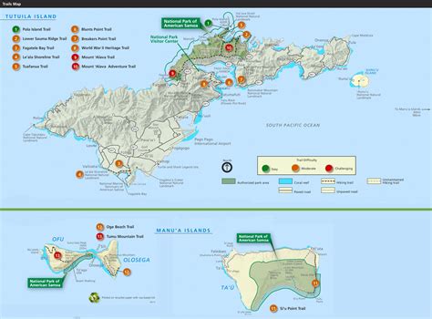 National Park of American Samoa trail map - Ontheworldmap.com