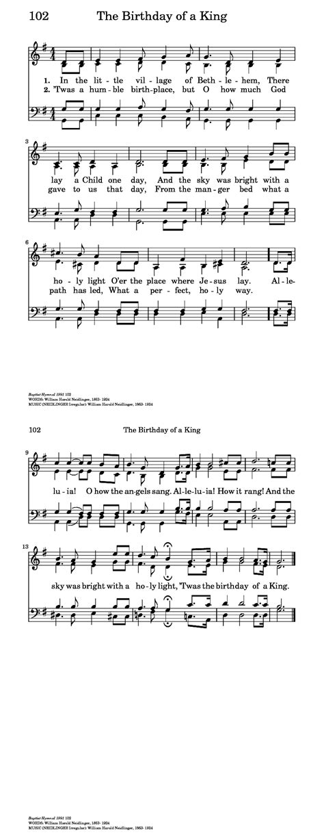 The Birthday of a King - Hymnary.org | Text, Birthday, Music