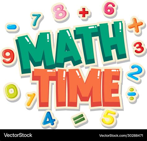 Poster design with word math time with numbers in Vector Image