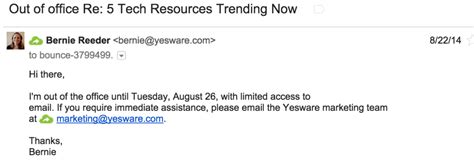 13 Out of Office Message Examples That Are Refreshingly Unique - Yesware Blog
