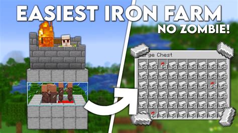 Minecraft Easiest IRON FARM Without a Zombie - Tutorial 1.20+ - YouTube