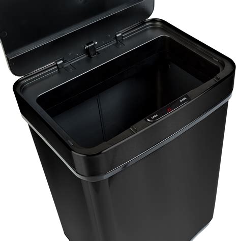 50L Black Stainless Steel Trash Can with Motion Sensor and Soft Close