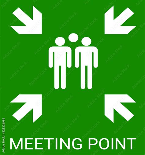 Meeting point, Emergency evacuation assembly point sign, gathering point signboard, Rally point ...