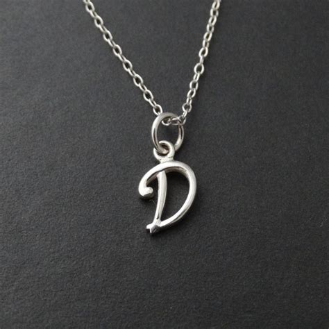 Tiny Initial Letter D Necklace - Sterling Silver | Silver, Necklace ...