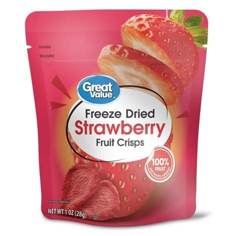 Great Value Freeze Dried Strawberry Fruit Crisps, 1 oz - Walmart.com - Walmart.com