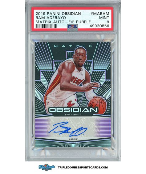 2019 Panini Obsidian Matrix Autograph Purple Bam Adebayo #MABAM PSA 9 - Triple Double Sports Cards