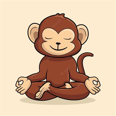 Premium Vector | Monkey yoga posea cartoona animal chimpanzee