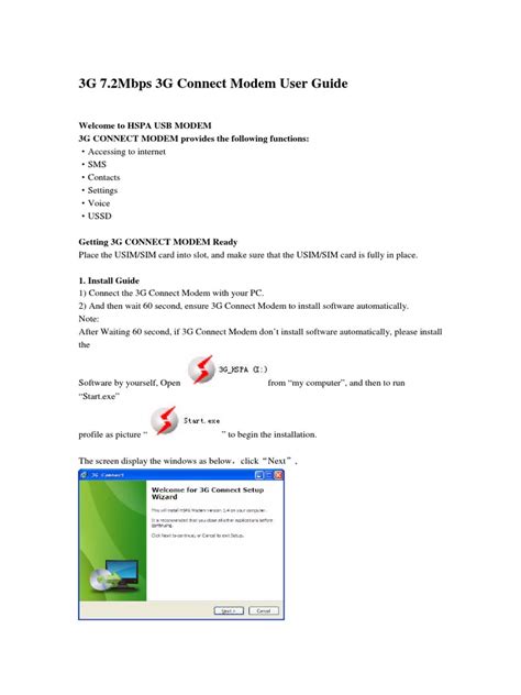 3G 7.2Mbps 3G Connect Modem User Guide: Welcome To Hspa Usb Modem 3G ...