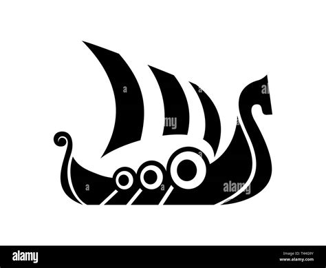 Drakkar sign. Viking transport ship. Vector Illustration. Branding ...