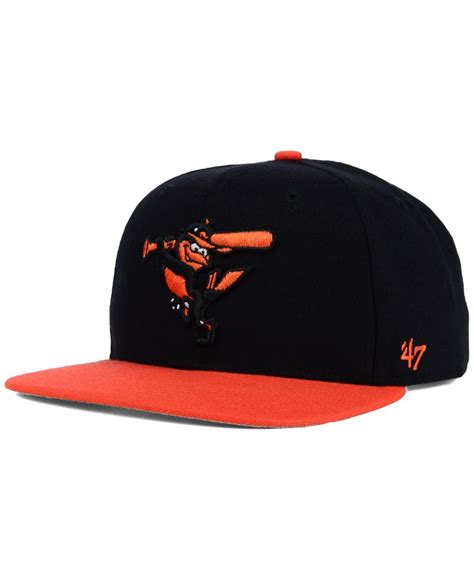 47 brand Baltimore Orioles Sure Shot Snapback Cap in Black for Men | Lyst