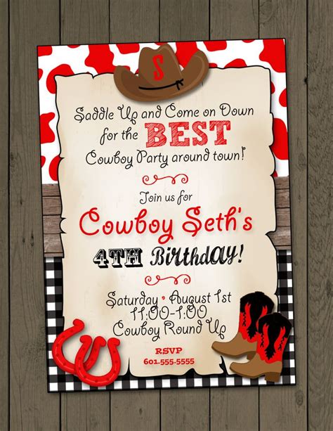 FREE Cowboy Birthday Invitations | FREE Printable Birthday Invitation Templates - Bagvania