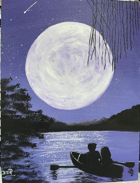 Acrylic romance Under the Moon Painting - Etsy