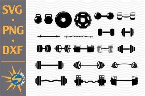 Barbell Silhouette SVG, PNG, DXF Digital Files Include