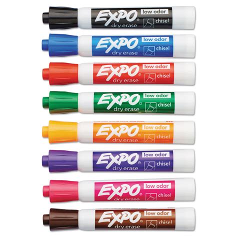 Low-Odor Dry-Erase Marker, Broad Chisel Tip, Assorted Colors, 8/Set ...