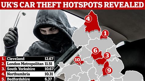 Car theft hotspots: Areas with the highest ratio of vehicles stolen last year - find out the ...