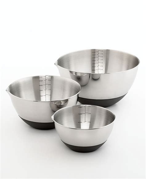 Martha Stewart Collection Set of 3 Non-Skid Mixing Bowls with Measurements, Created for Macy's ...