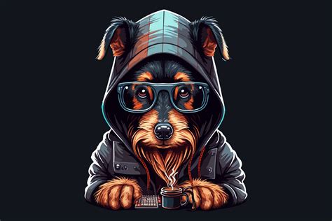 Dog Hacker Vector Illustration Graphic by BreakingDots · Creative Fabrica