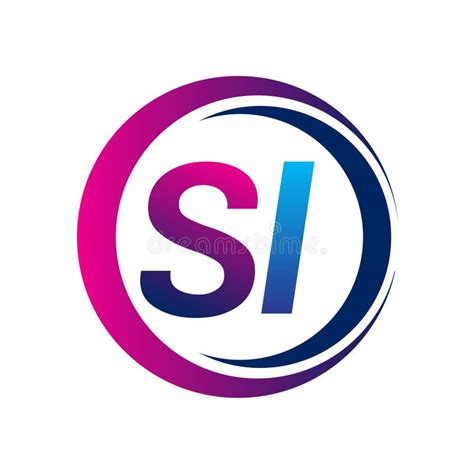 Initial Letter Logo SI Company Name Blue and Magenta Color on Circle and Swoosh Design. Vector ...