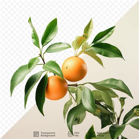 Premium PSD | A drawing of a tree with oranges and leaves.