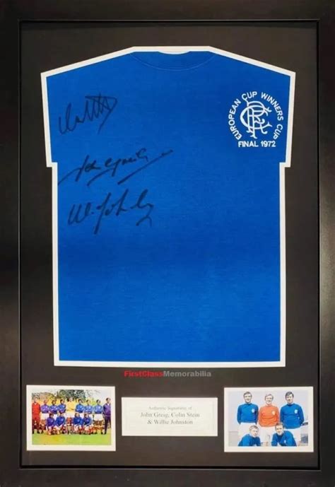 Rangers Autograph framed 1972 European Cup Shirt John Greig Colin Stein ...