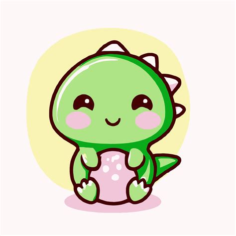 Cute chibi Dinosaur illustration Dinosaur kawaii vector drawing style ...