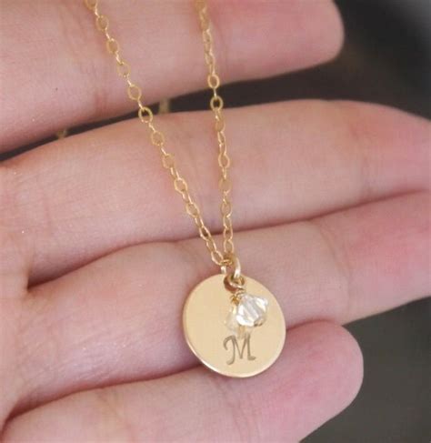 Letter Necklace Birthstone Necklace Initial Necklace Gold