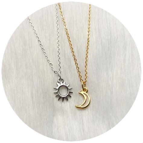 Moon and Sun friendship necklaces Dainty Minimalist Jewelry | Etsy