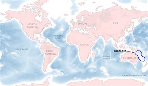 Coral Sea map - by Freeworldmaps.net