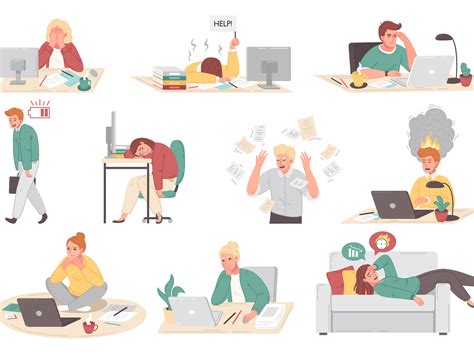 People fatigue at work set by Macrovector on Dribbble