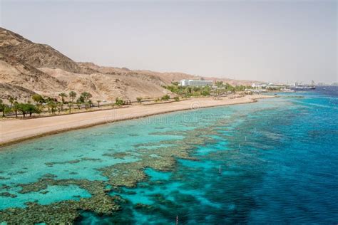 Beach of Eilat City, Red Sea, Israel Stock Image - Image of coastline ...