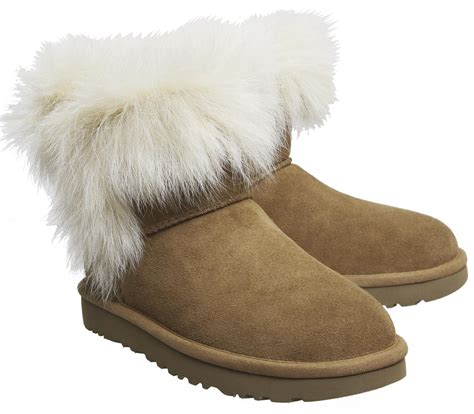 UGG Milla Fur Cuff Boots in Brown - Lyst